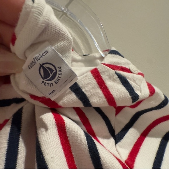 Petit Bateau Vertical Striped Kids Dress Red, Blue, and White Size 4 ANS - Picture 5 of 10